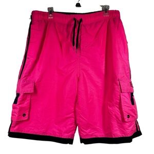 PACIFIC SURF BY EXIST Men's Bright Pink Swim Cargo Shorts Large